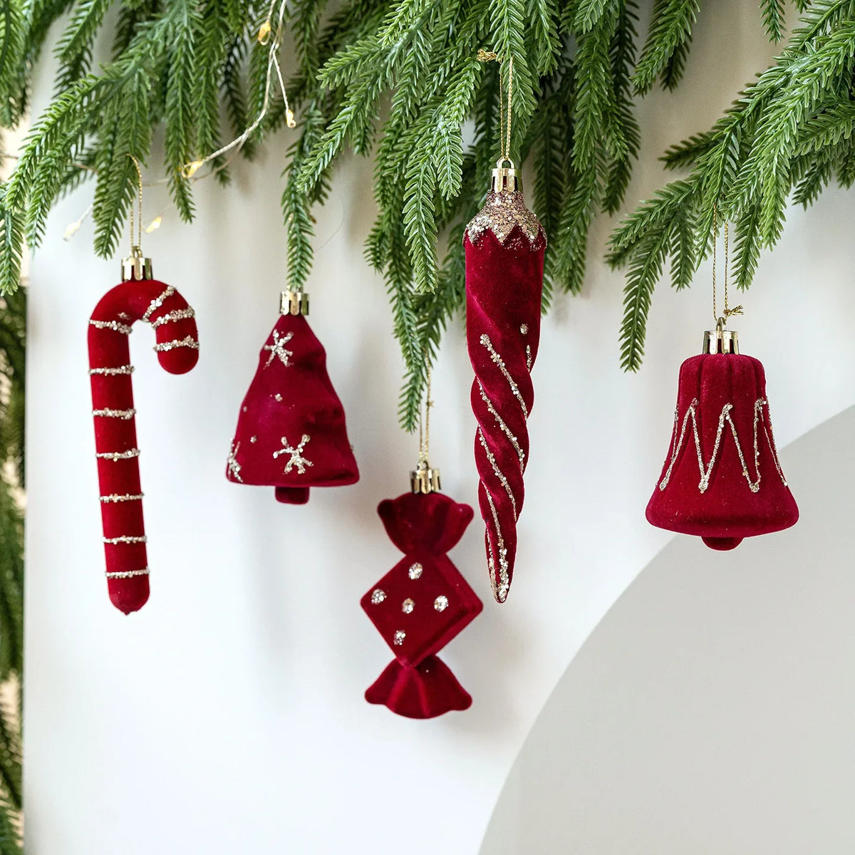 Kersthangers Feestkrans Set van 2 met Decoratieve Kerstfiguren
