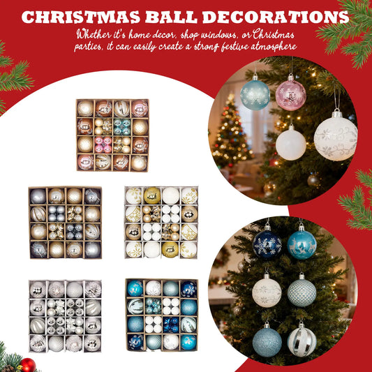 Winterblauw – 44-delige Kerstballenset Blauw Wit in Geschenkdoos