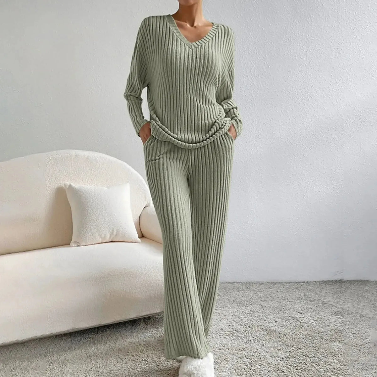 Sorelle Dames Gebreide Set – Warme Trui en Broek