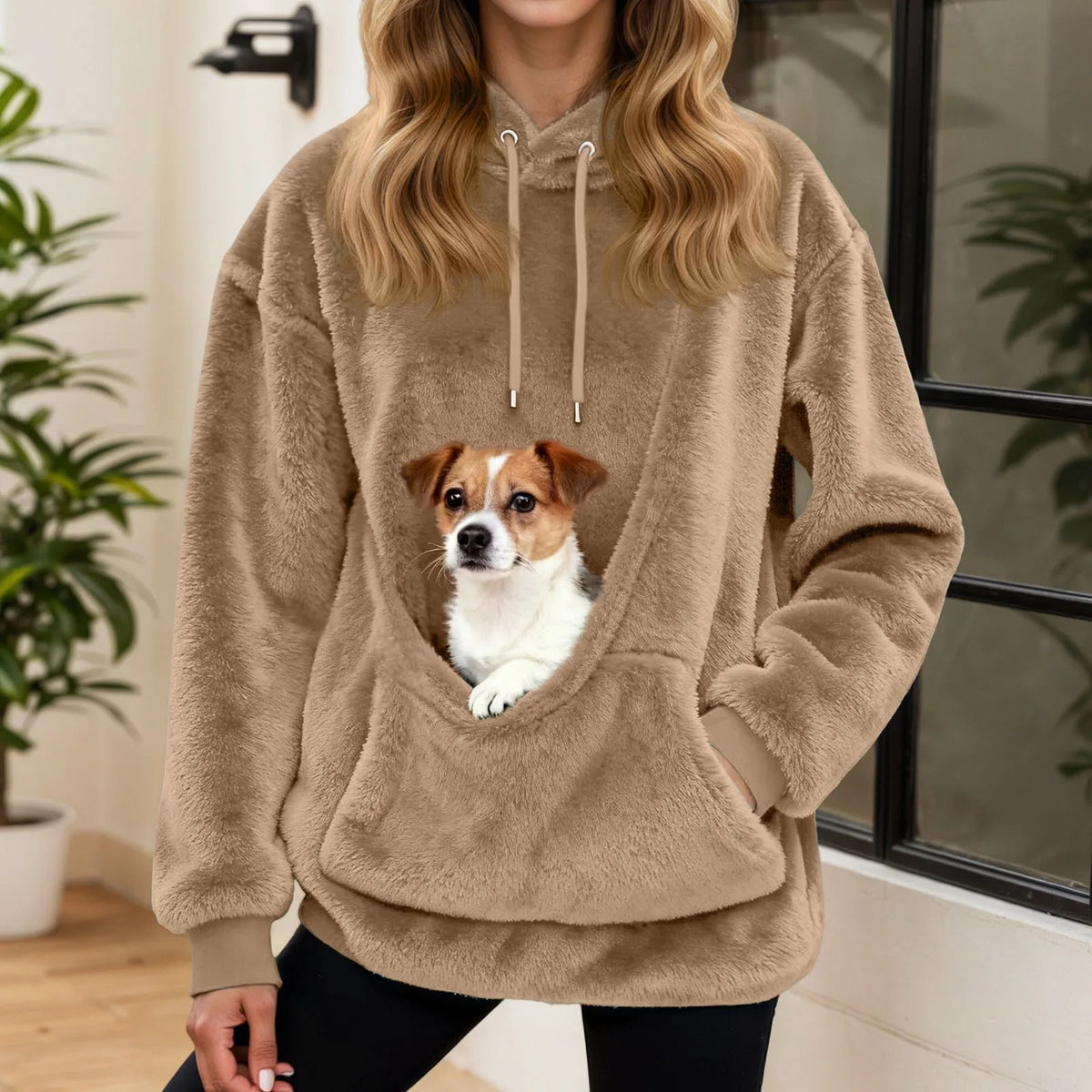 Knuffelzak Fleece Hoodie met Buikzak voor Kleine Huisdieren