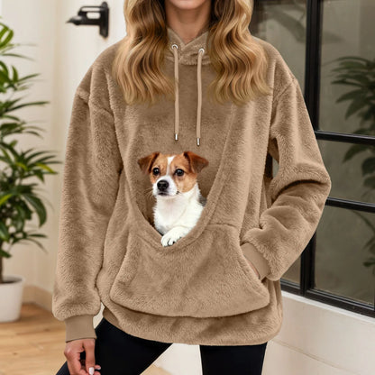 Knuffelzak Fleece Hoodie met Buikzak voor Kleine Huisdieren