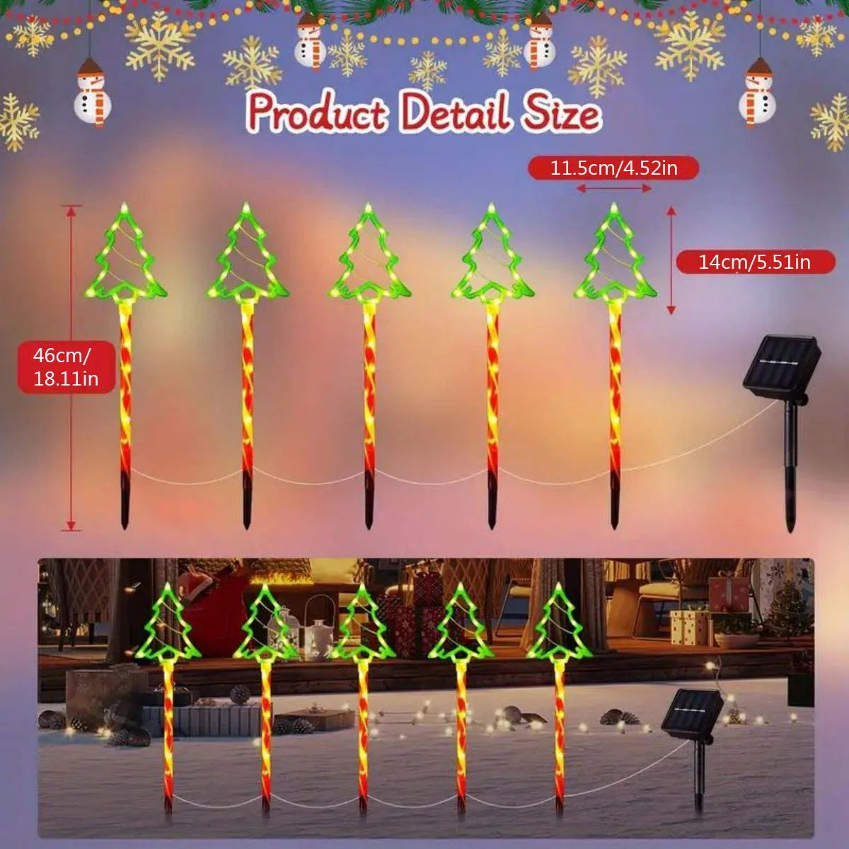 Solar Kerstboomverlichting Set van 5 – 46 cm voor Buiten