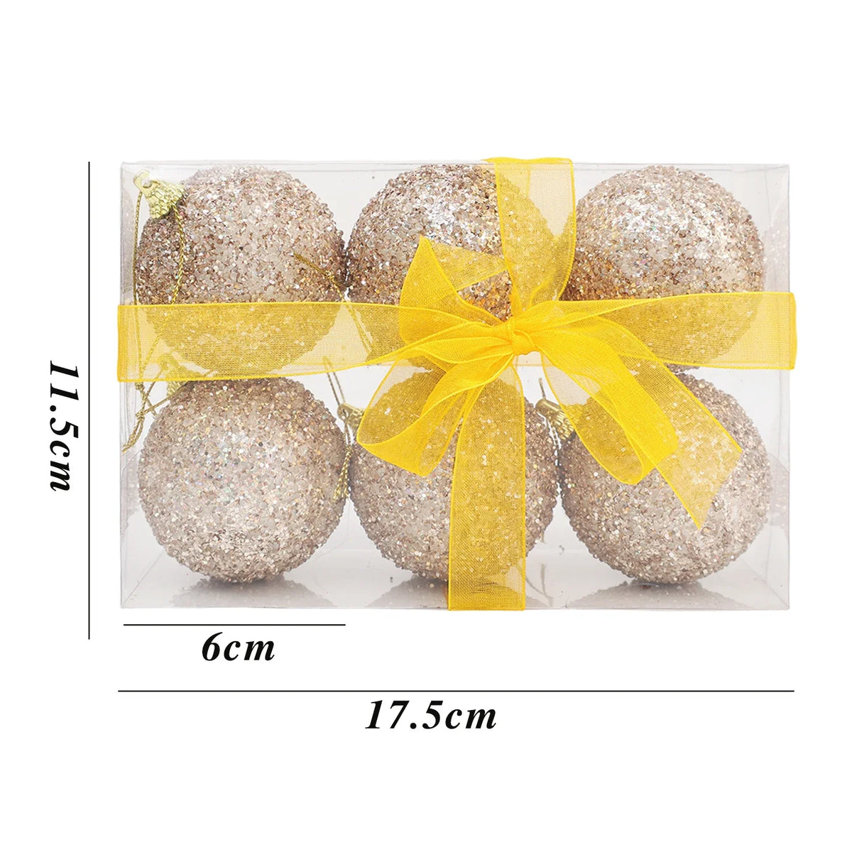 Glitter Kerstballen Set – Kerstboomversiering van 6 cm