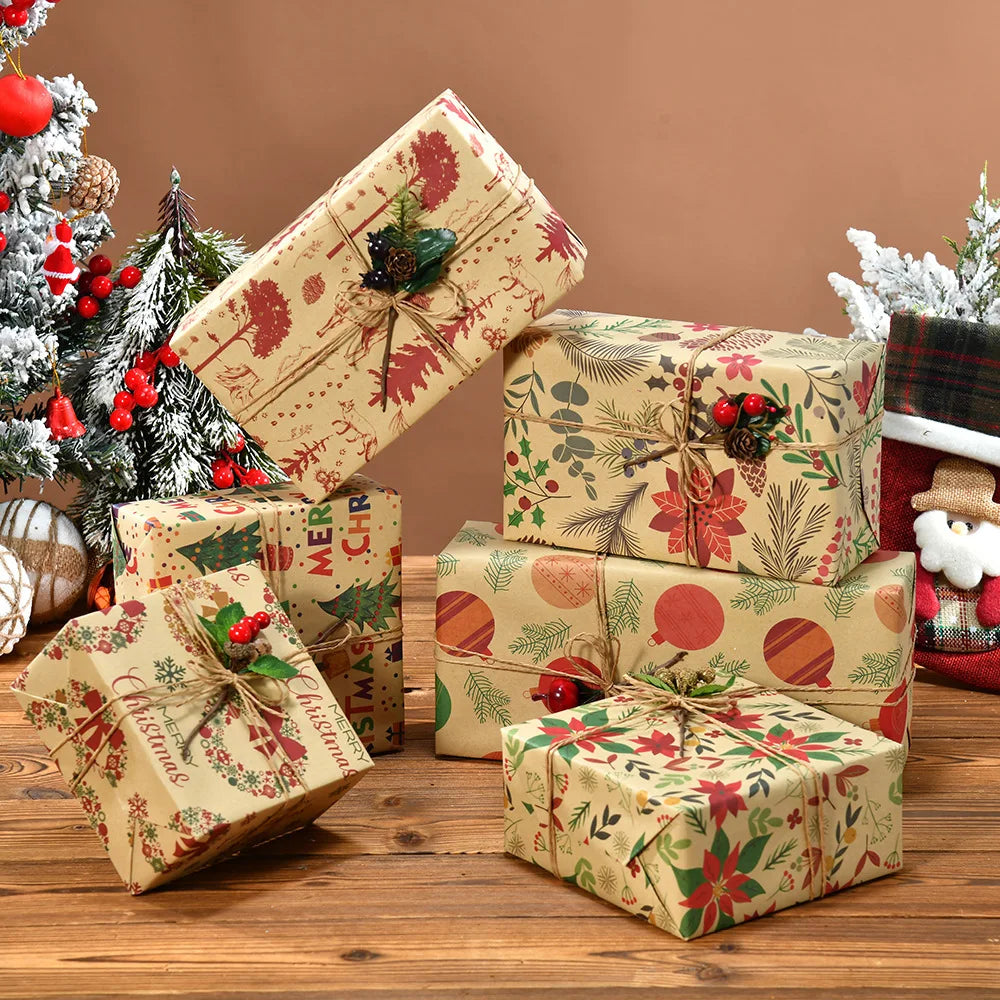 Kerst Inpakpapier – Feestelijk Cadeaupapier met Kerstmotieven 50x70 cm