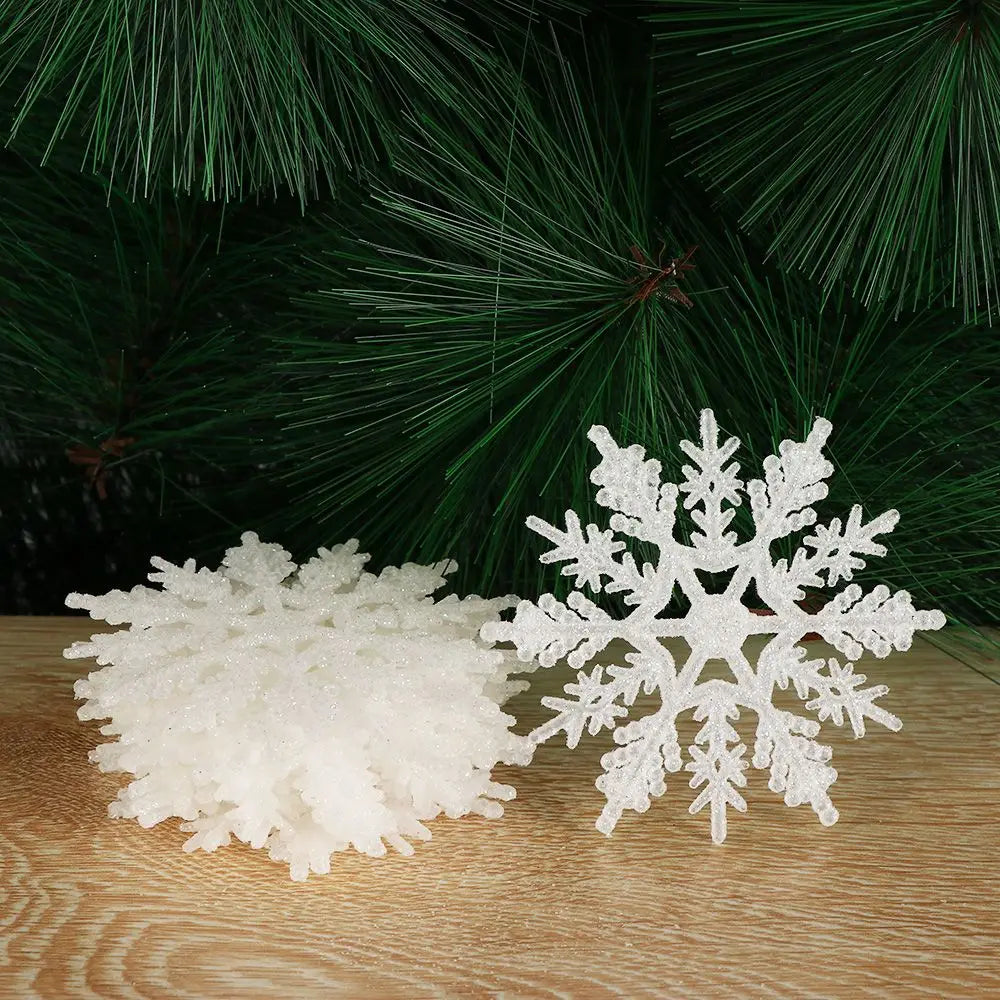 Winterglans Sneeuwvlokken – Set van 12 Glitter Kerstboomornamenten