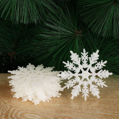 Winterglans Sneeuwvlokken – Set van 12 Glitter Kerstboomornamenten