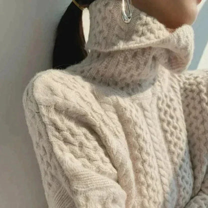 Dames Oversized Polotrui – Gebreid Patroon met Lange Mouwen