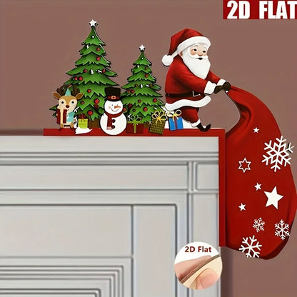 Kerstvaro – Houten Kerstman Deurdecoratie Set van 2 Stuks