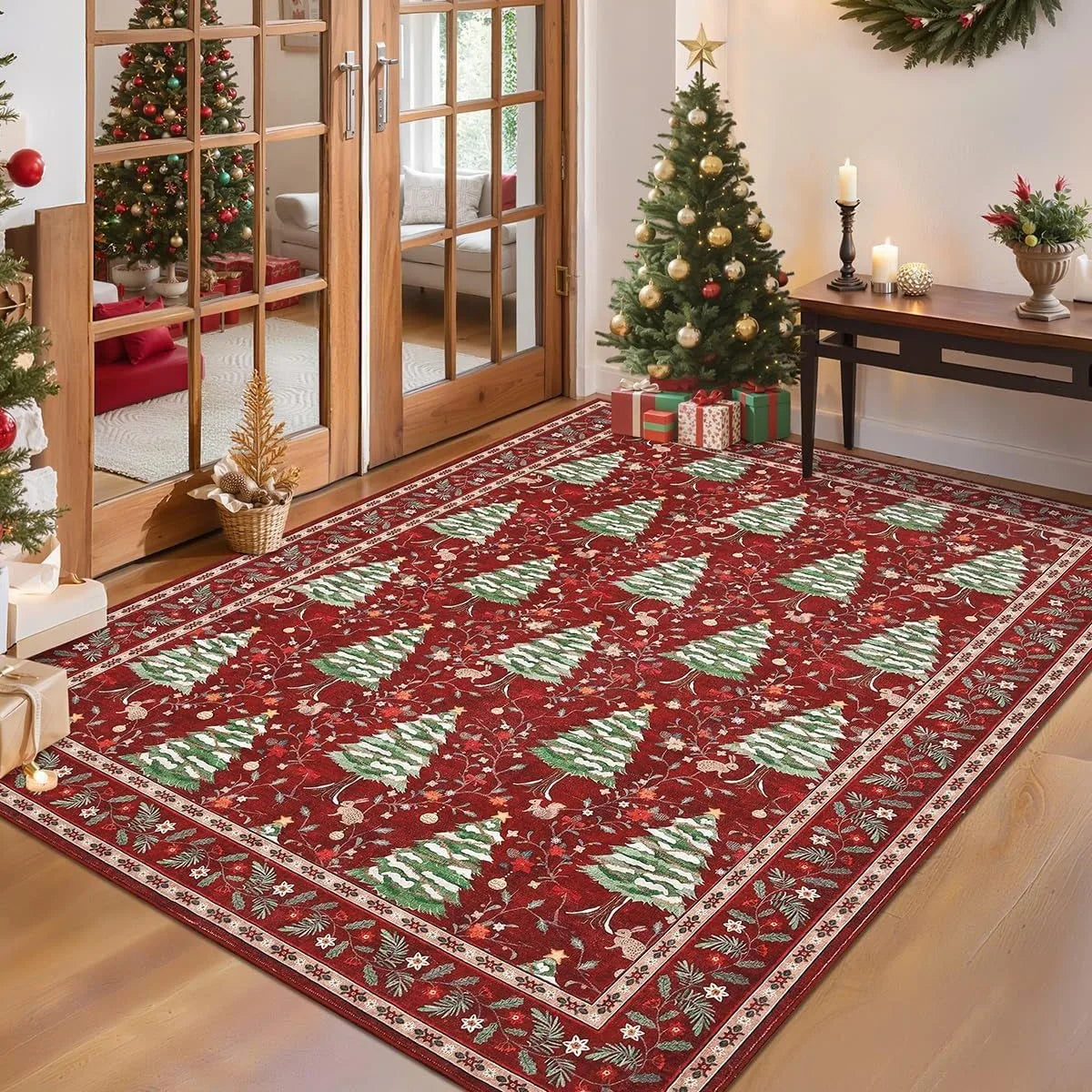Noëllara – Zacht Kersttapijt met Kerstman en Rendieren, Antislip