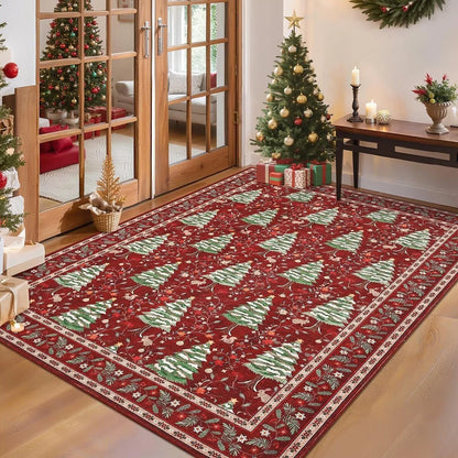 Noëllara – Zacht Kersttapijt met Kerstman en Rendieren, Antislip