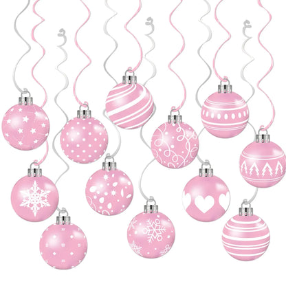Rosavelle – Roze en Witte Hangende Kerstdecoratie met 12 Spiralen