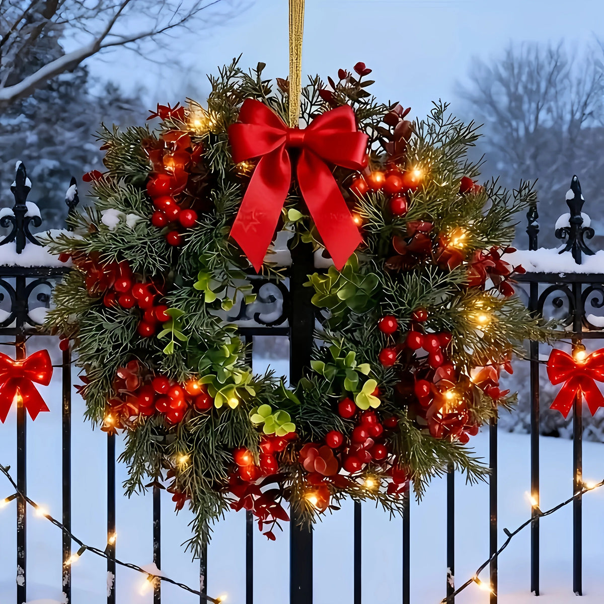 Kerstkrans Rode Bessen – 35 cm Feestelijke Deur- en Wanddecoratie