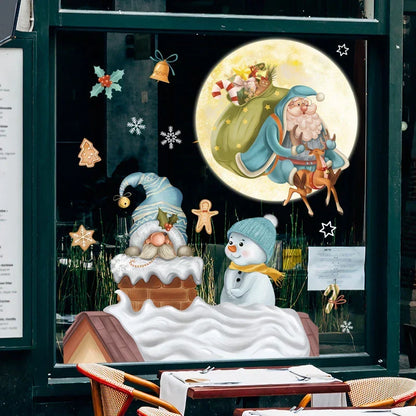 Raamdecoratie - Feestelijke decoratie met kerstman en dieren voor een gezellige kerst