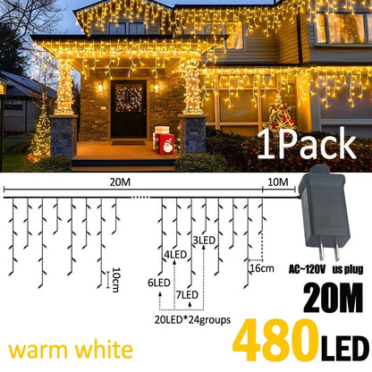 IJslicht Aurora – LED IJspegel Kerstverlichting 20 m met 480 LED's