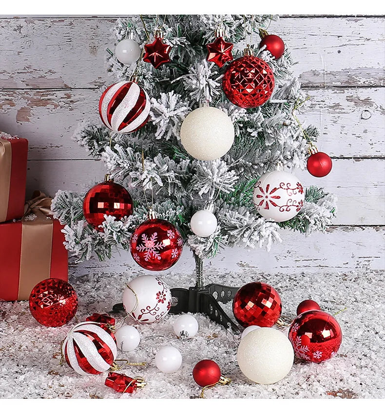 Winterblauw – 44-delige Kerstballenset Blauw Wit in Geschenkdoos