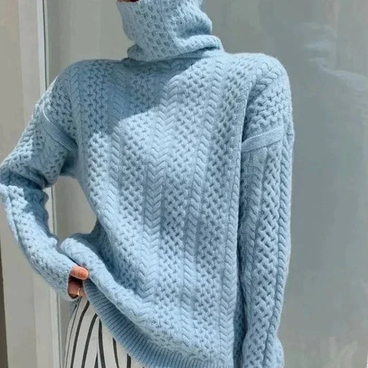 Dames Oversized Polotrui – Gebreid Patroon met Lange Mouwen