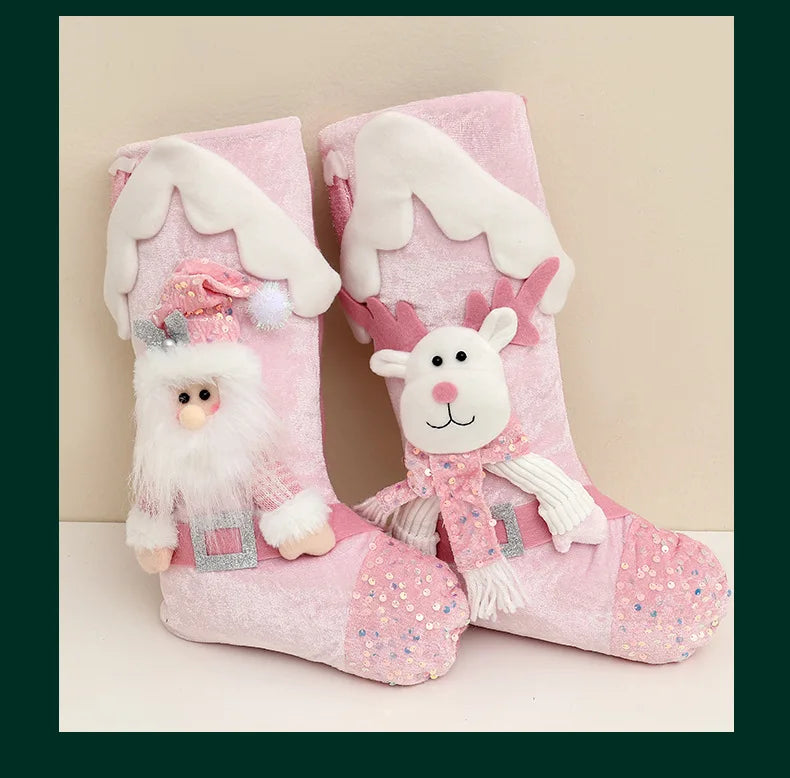 Sneeuwglans Noël – Decoratieve Kerstkous met Pailletten en Kerstfiguur
