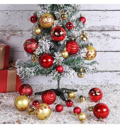 Winterblauw – 44-delige Kerstballenset Blauw Wit in Geschenkdoos