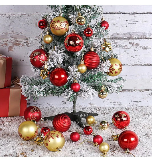 Winterblauw – 44-delige Kerstballenset Blauw Wit in Geschenkdoos