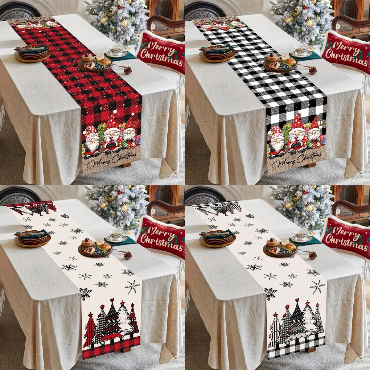 Kerst Tafelloper – Feestelijke Tafelversiering met Kerstboomontwerp