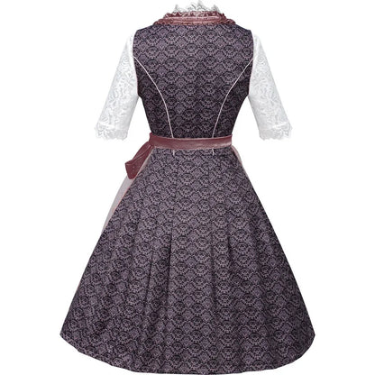 AlpenDroom Dames Dirndl Jurk 3-Delige Set met Schort