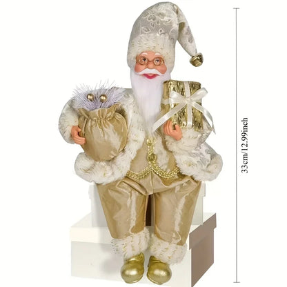 Goudbaard – Gouden Kerstman Raamdecoratie voor een Feestelijk Interieur