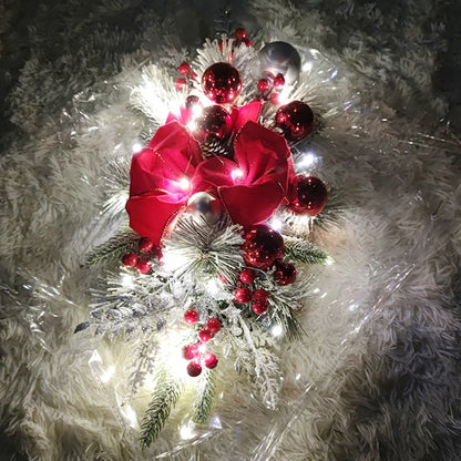 Roodgoudgloed – Kerstkrans 45 cm met Bessen, Dennenappels en LED-optie