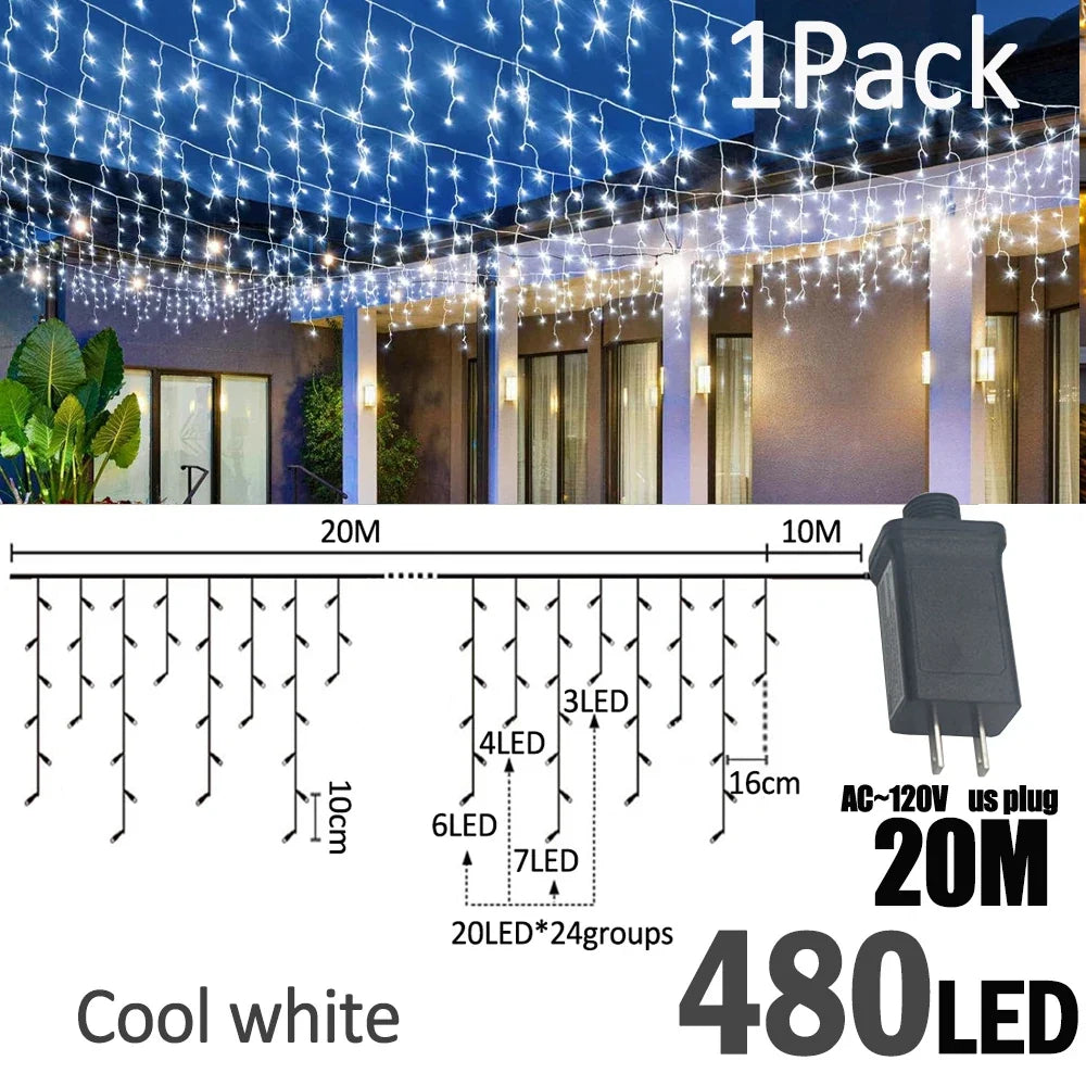 IJslicht Aurora – LED IJspegel Kerstverlichting 20 m met 480 LED's