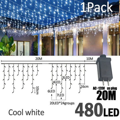 IJslicht Aurora – LED IJspegel Kerstverlichting 20 m met 480 LED's