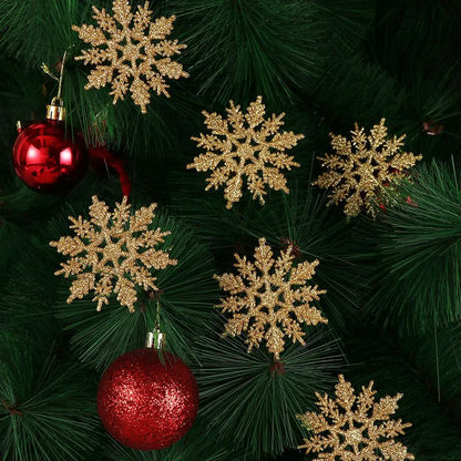 Winterglans Sneeuwvlokken – Set van 12 Glitter Kerstboomornamenten