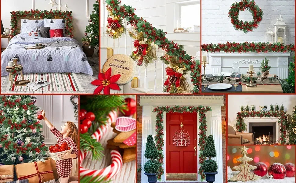 Kerstslinger – 2 Meter Feestelijke Decoratie met Bessen en Bladeren