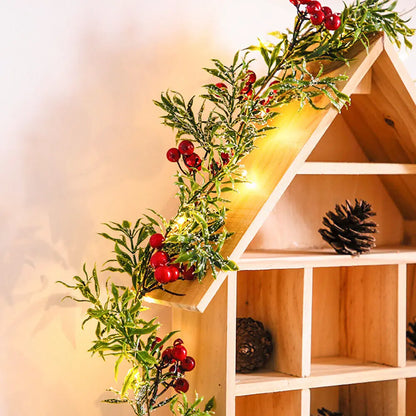 Bessenlicht Noël – Kerstslinger met Rode Bessen en 20 Warmwitte LED's