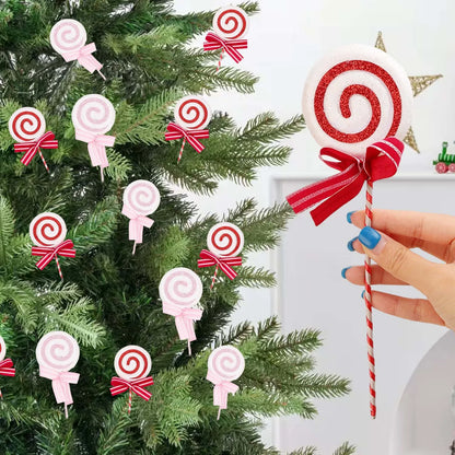 Snoepelora – Glitter Kerstzuurstokken 24 cm in Rood en Roze