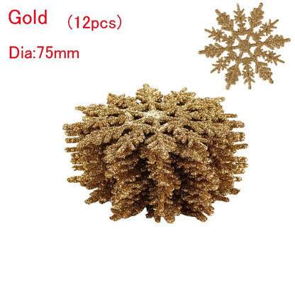 Winterglans Sneeuwvlokken – Set van 12 Glitter Kerstboomornamenten