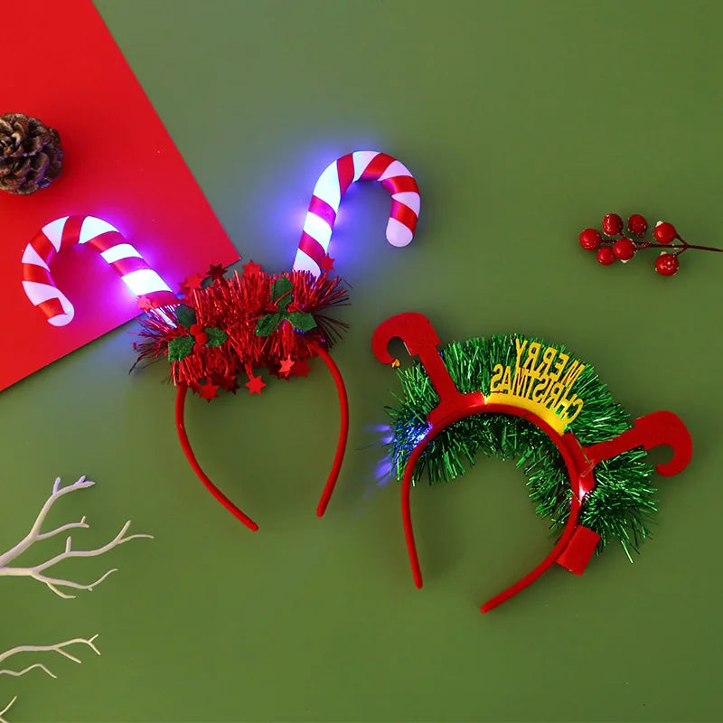 Kersthoofdband – LED Feestaccessoire met Sneeuwvlok en Kerstboom