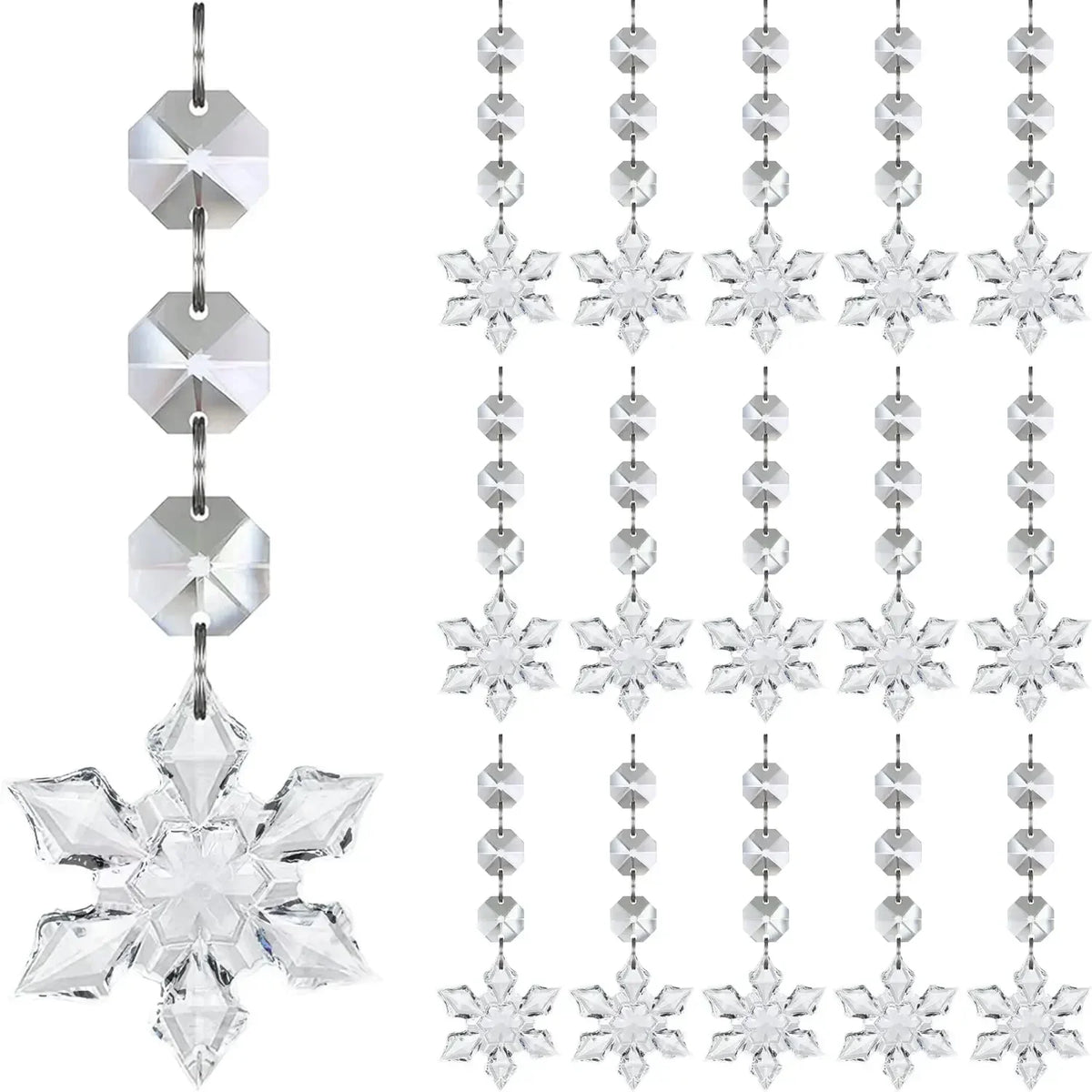Winterkristal – Set Heldere Sneeuwvlok Kersthangers voor Kerstboom