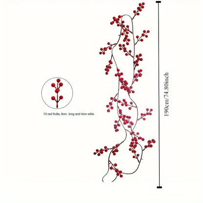 Rode Feestslinger – Decoratieve Kerstslinger van 190 cm met Rode Bessen