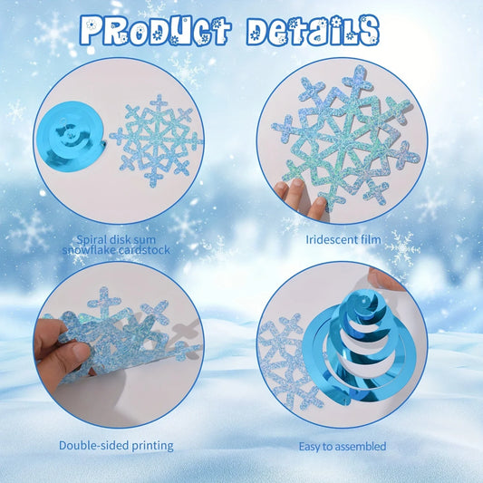 Sneeuwvlok Plafonddecoratie – Set van 12 Kersthangers voor Feestdagen