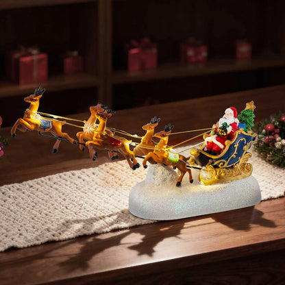 Kerstslee Rudolf – Kerstman met Rendieren en LED-verlichting voor Kerstdorp