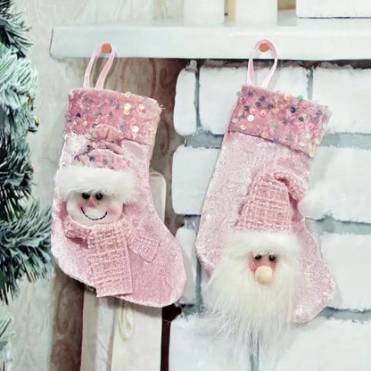 Roze Kerstsokken Rosalie – Set van 3 Decoratieve Kerstlaarzen