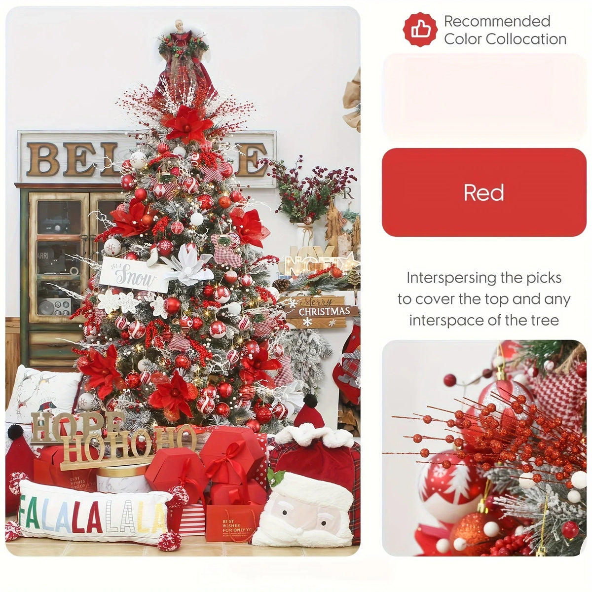 Goudbesia – Set van 6 Gouden Kerstbessen met Pailletten