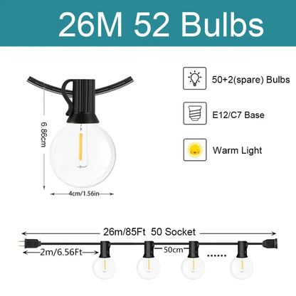 Dimbare LED Lichtslinger voor Tuin en Terras – 9, 14 of 26 Meter