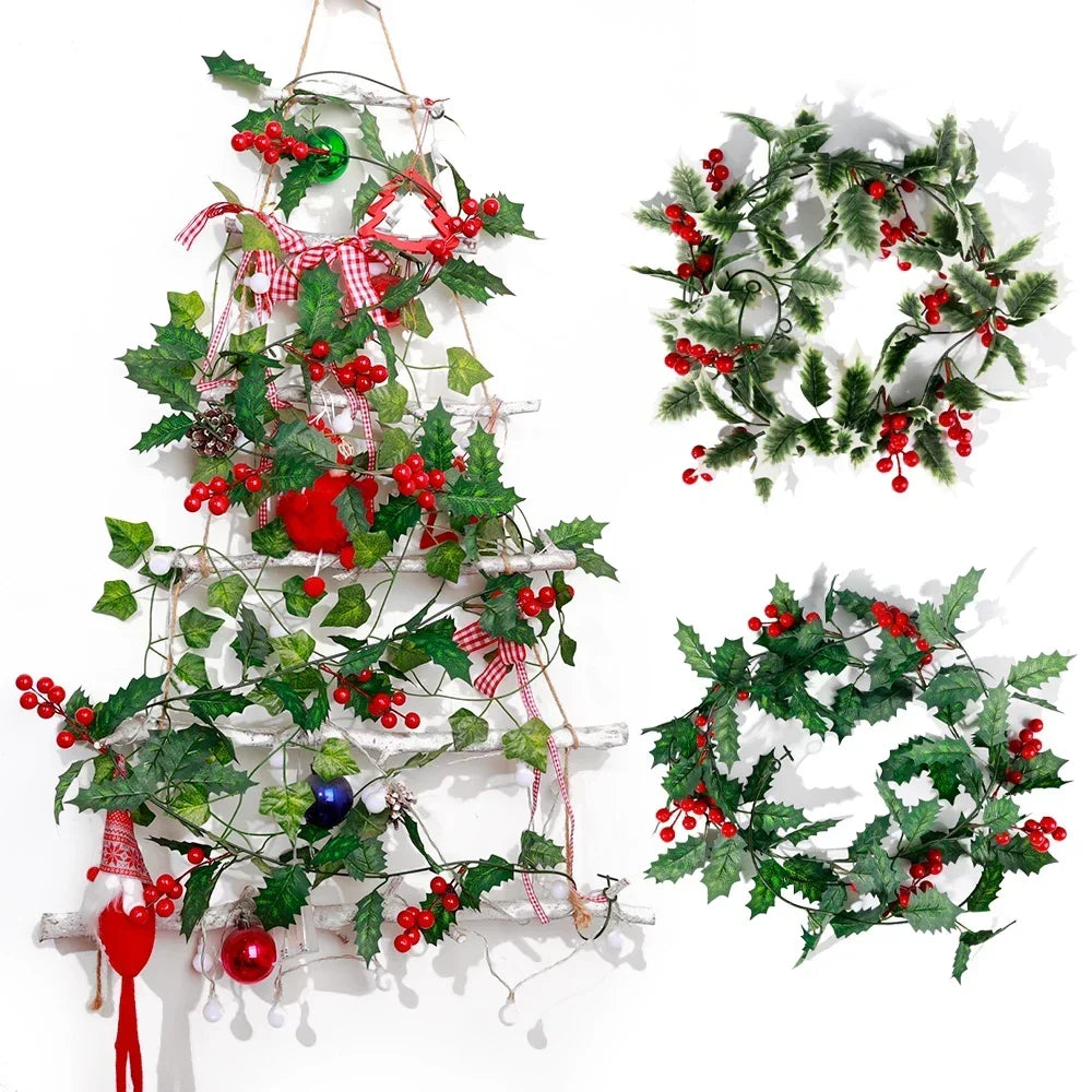 Kerstslinger – 2 Meter Feestelijke Decoratie met Bessen en Bladeren