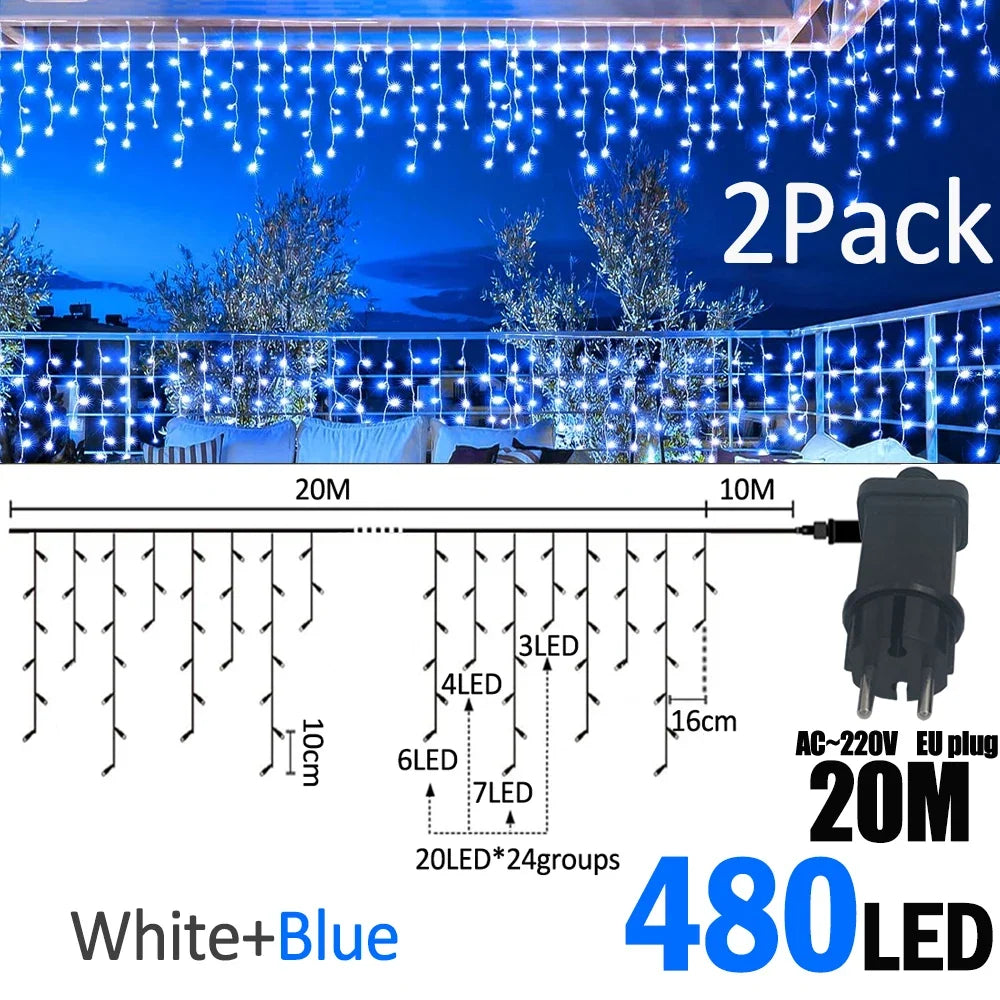 IJslicht Aurora – LED IJspegel Kerstverlichting 20 m met 480 LED's