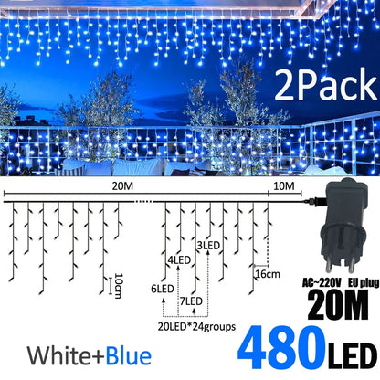 IJslicht Aurora – LED IJspegel Kerstverlichting 20 m met 480 LED's