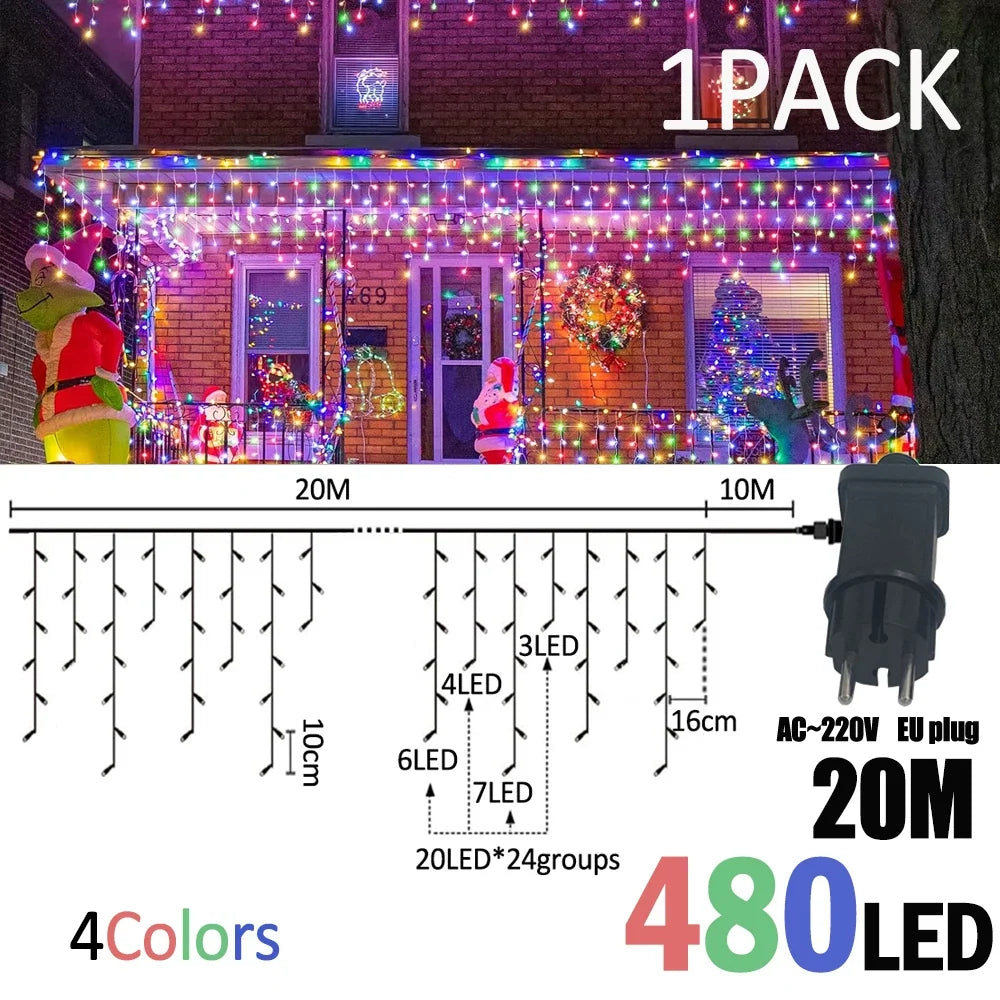 IJslicht Aurora – LED IJspegel Kerstverlichting 20 m met 480 LED's