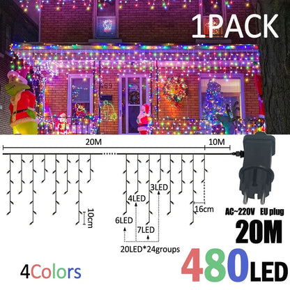 IJslicht Aurora – LED IJspegel Kerstverlichting 20 m met 480 LED's