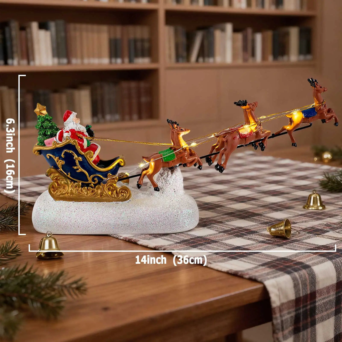 Kerstslee Rudolf – Kerstman met Rendieren en LED-verlichting voor Kerstdorp
