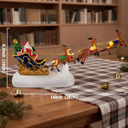 Kerstslee Rudolf – Kerstman met Rendieren en LED-verlichting voor Kerstdorp