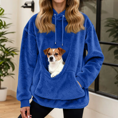 Knuffelzak Fleece Hoodie met Buikzak voor Kleine Huisdieren